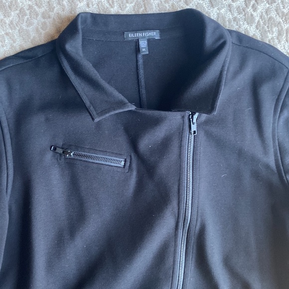 Eileen Fisher Black Moto Asymmetrical Zip Viscose Jacket, size XL - Picture 9 of 11